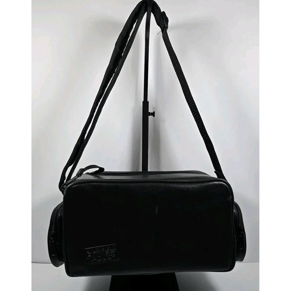 Vintage Rayovac Direct Power Plus Black Leather Electronics Bag W/Strap Padded